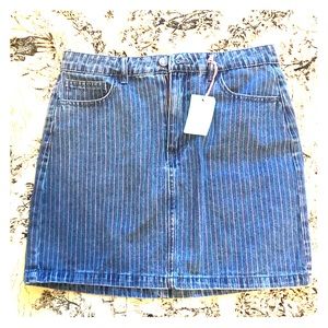 Forever 21 Striped Mini Denim Skirt L